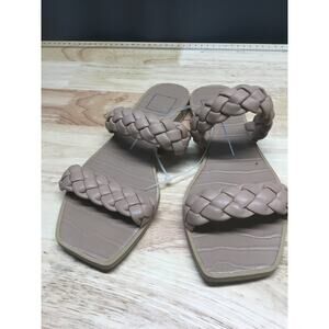 Dolce Vita Flat Slide Sandals Women's 8 Nude Double Strap Slip-On Square Toe